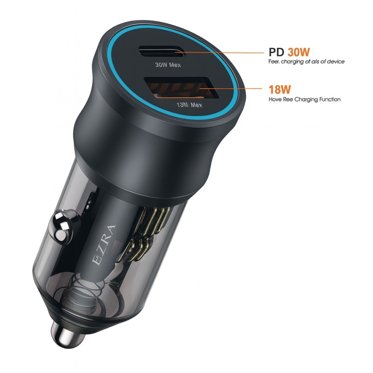 شاحن موبايل للسيارة  1xUSB<1xTYPE-C