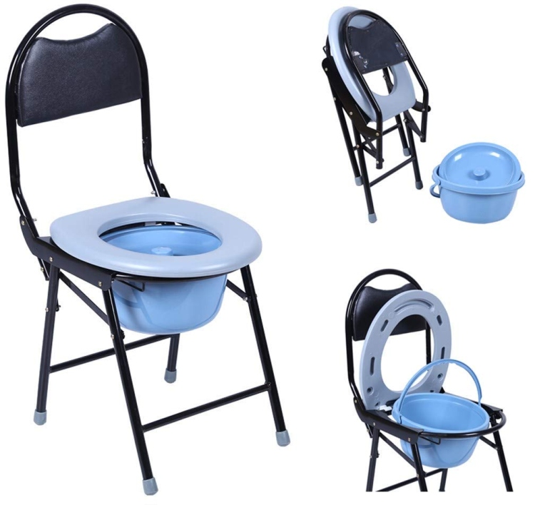كرسي حمام  نخب اول متنقل مع سطل وغطاء وقاعدة قابل للطي 