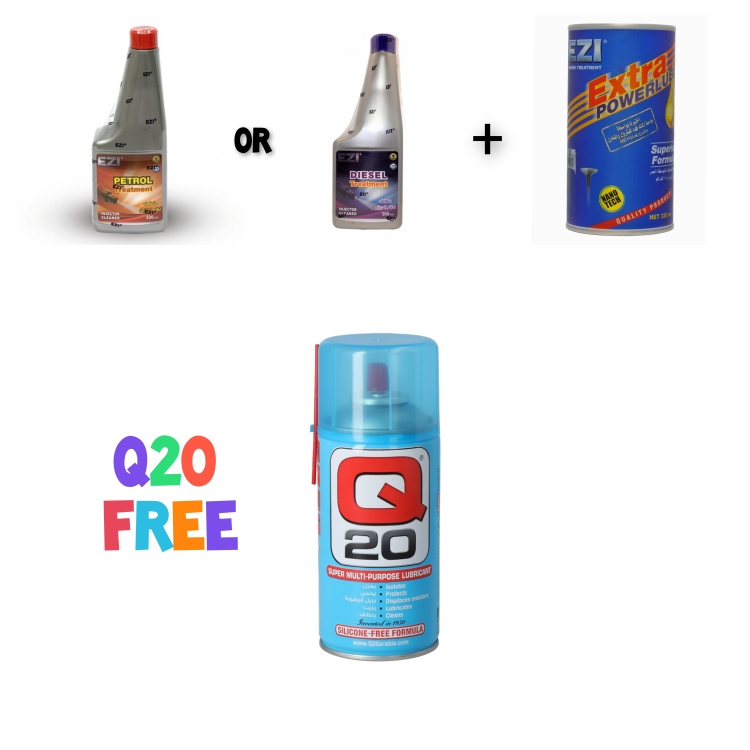 ايزي اكسترا الازرق و منظف دورة الوقود + علبة كيو 20 مجانا 