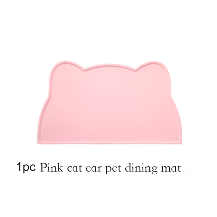 سجادة لأطباق طعام القطط من السيليكون باللون الوردي 