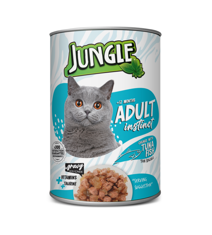jungle wet food cat 400g tuna الصندوق يحتوي على 24 علبه ة
