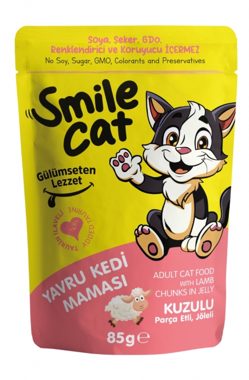 Smile wet food pouch 100g  kitten lamb in gravy سعر الحبه 50 قرش  الصندوق يحتوي على 24 حبه