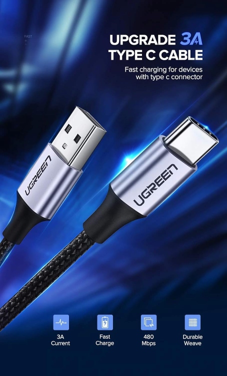 UGREEN US288 60127 USB-C MALE TO USB 2.0 A  MALE CABLE 1.5M