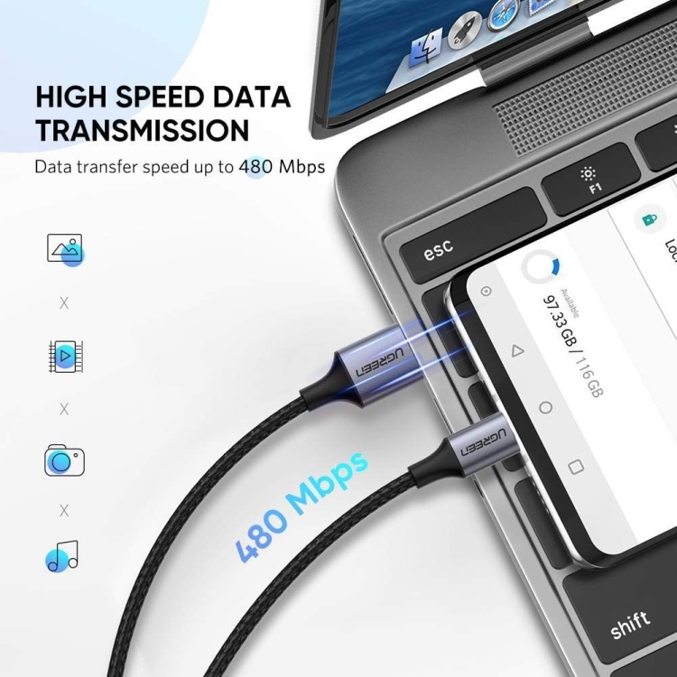 UGREEN US288 60127 USB-C MALE TO USB 2.0 A  MALE CABLE 1.5M