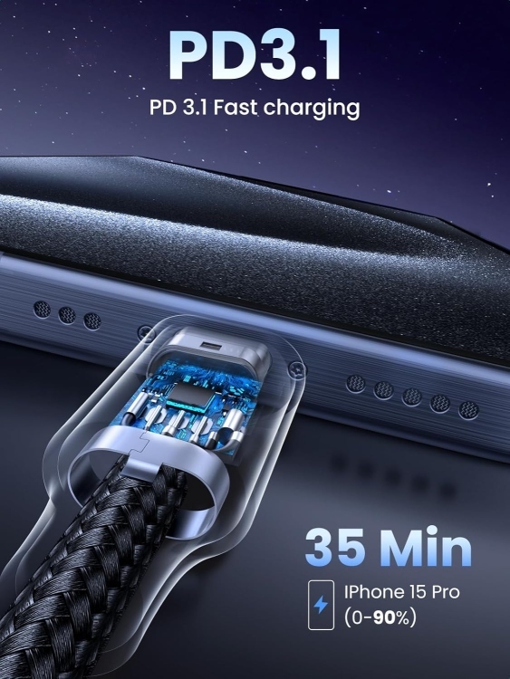 UGREEN US535 90440 TYPE C 2.0 MALE TO TYPE MALE CHARGING DATA CABLE(240W MAX) 2.2M