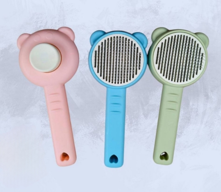 مشط للقطط بكبسة تنظيف ذاتي عالي الجودة 