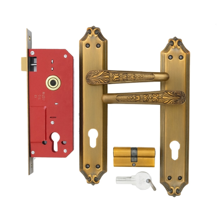 طقم يد باب خشب مع زرفيل و سلندر يمين و يسار 