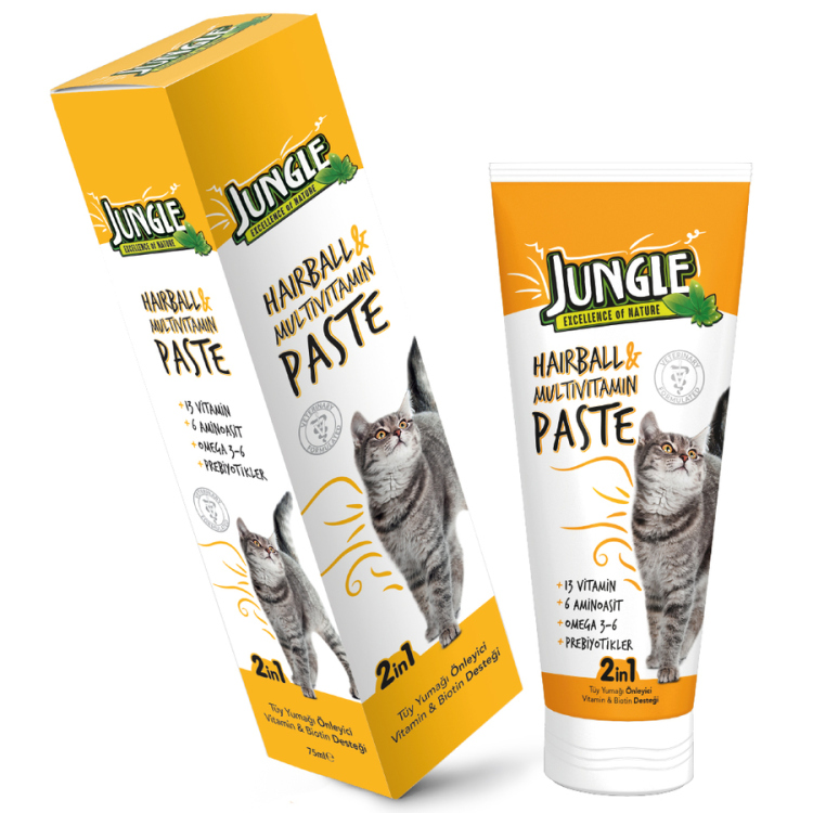 Jungle Anti Hairball &multi vaitmen 75 سعر الحبة 9يحتوي الباكيت على 6 حبات أ
