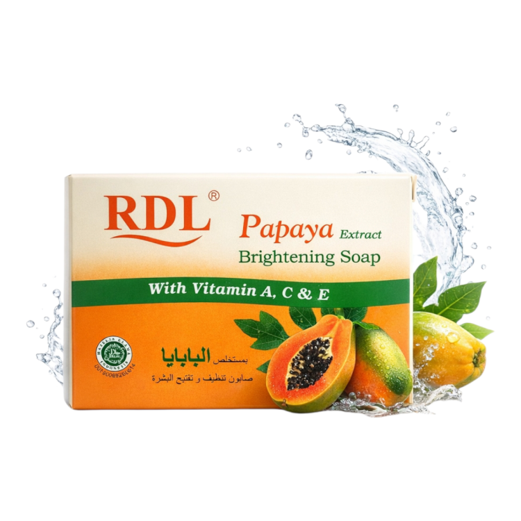 صابونة البابايا لتبييض البشرة بفتمينات (A-C-E) من ار دي بحجم 128 غم