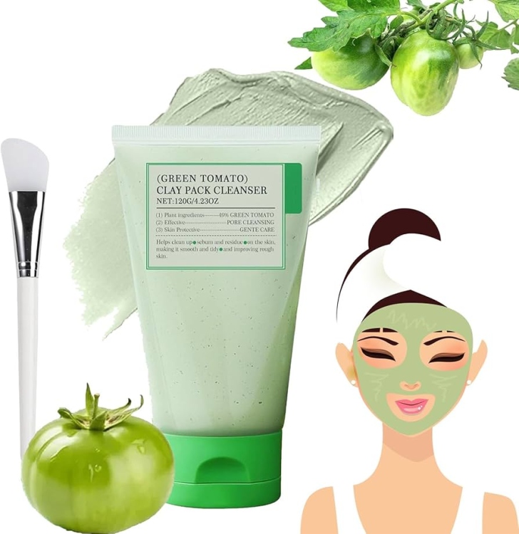 Fully green tomato clay mask cleanser ماسك وغسول طيني بالطماطم الخضراء 
