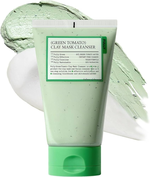 Fully green tomato clay mask cleanser ماسك وغسول طيني بالطماطم الخضراء 