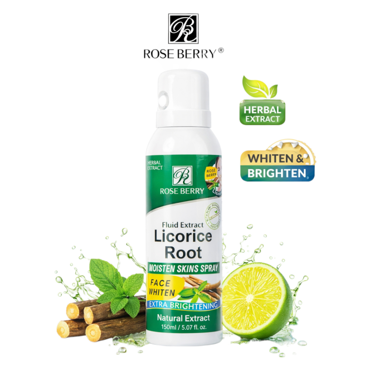 كريم رش مبيض ومرطب فوري للجسم بخلاصة عرق السوس من روز بيري بحجم 150 مل 