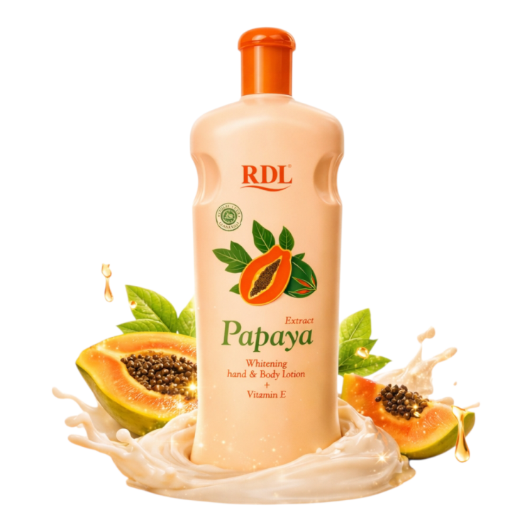 لوشن تبييض اليدين والجسم بخلاصة البابايا والفيتامين اي بحجم 600 مل 