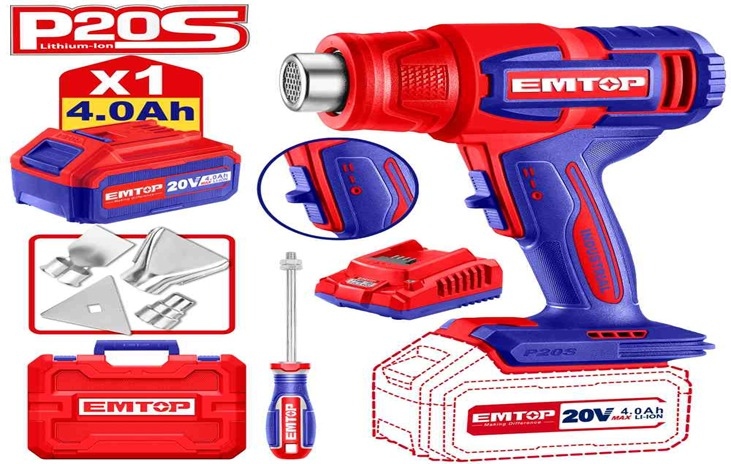 سشوار صناعي شحن 20V جديد مع 1 بطاريه 4A و شاحن  EHGN20065