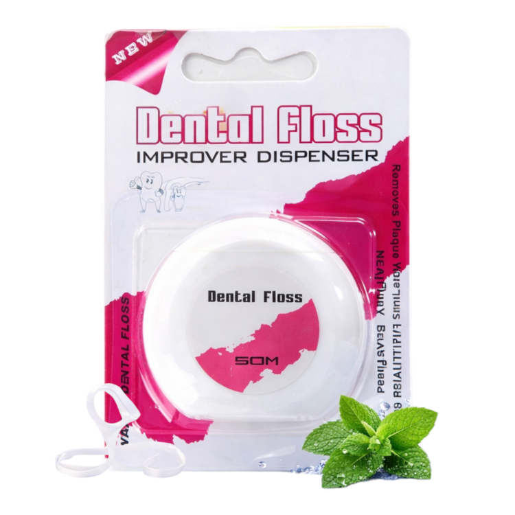 خيط تنظيف الاسنان من دانتيال فلوس بنكهة النعنع بطول 50 متر