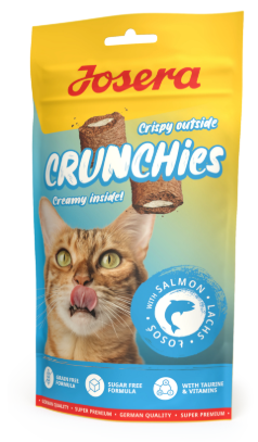 وجبة خفيفة مقرمشة للقطط مع سمك السلمون في حشوة كريمية