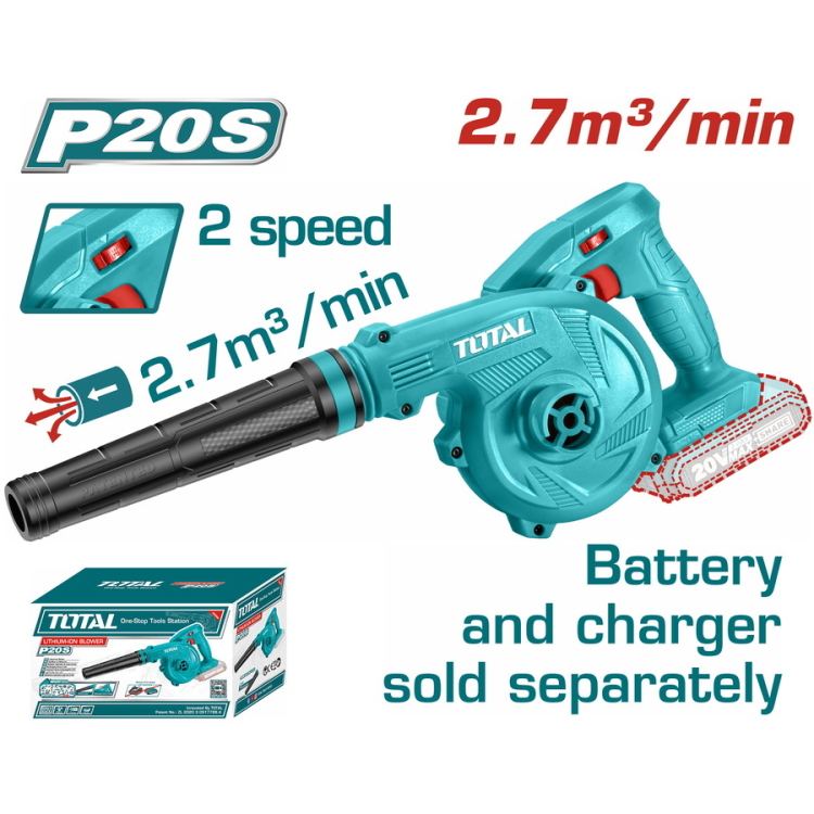 Total TABLI20018 Lithium-ion blower بلور شحن 20 فولت بدون بطارية وشاحن سرعات