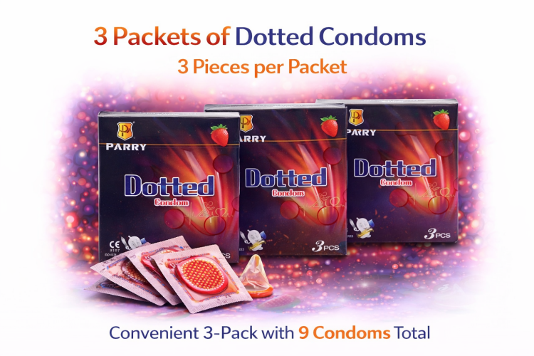 الواقي الذكري المنقط من باري بنكهة الفراولة عدد 3 