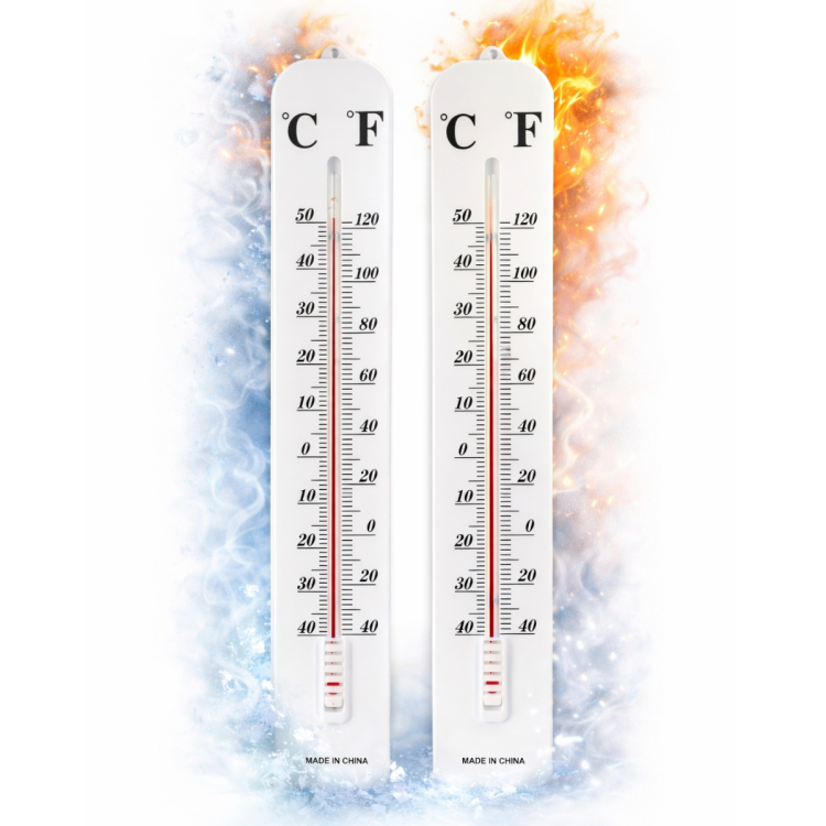 ميزان الحرارة الدقيق معلق على الحائط بقياسات فهرنهايت- سلسيوس