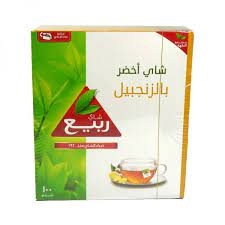 شاي الربيع اخضر طبيعي زنجبيل 100كيس