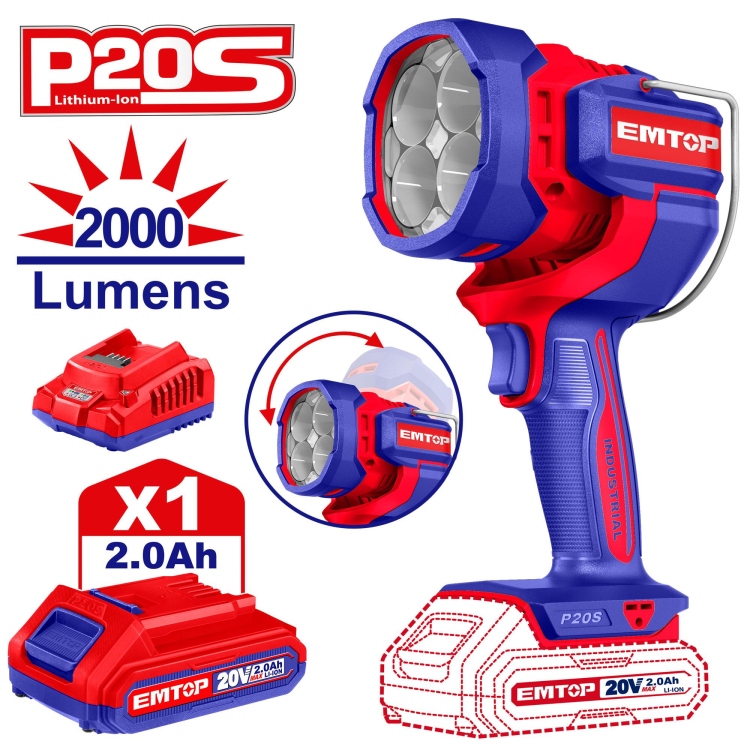 لوكس شحن متحرك 20V مع بطاريه و شاحن   بقوه 2000   ELWLI20881